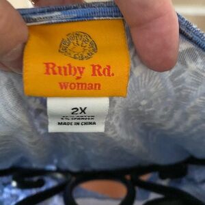 Ruby Rd. Women's Light Blue Top 2X
